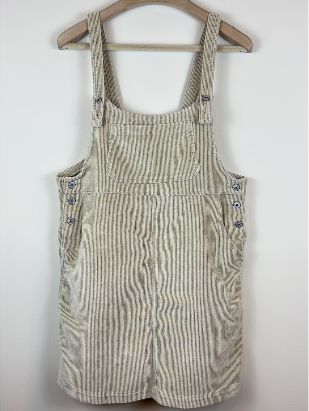 American Eagle Outfitters Light Beige Corduroy Pinafore Mini Dress